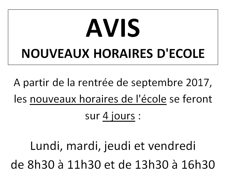 Nouveaux horaires