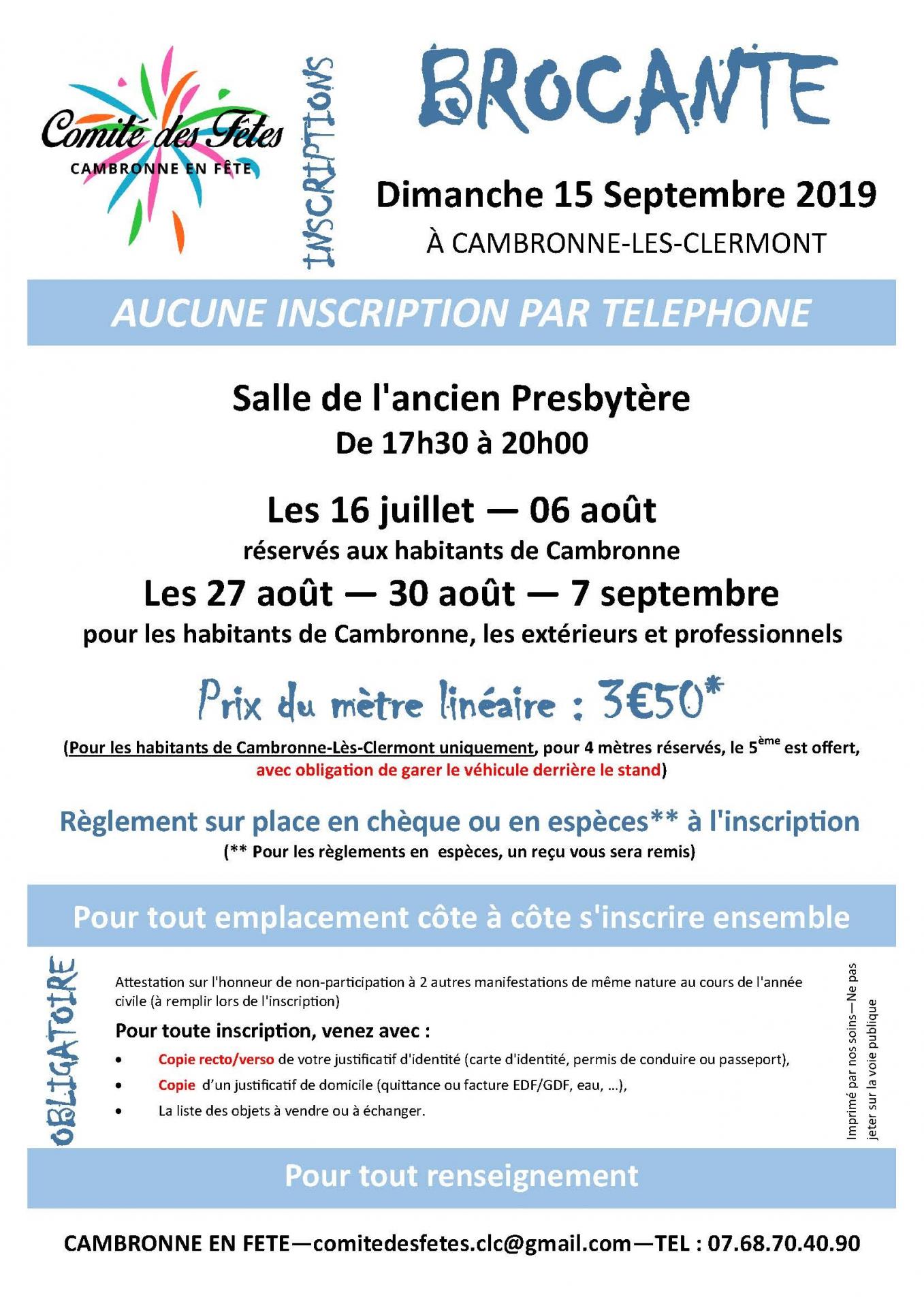 Brocante 2019 info aux habitants 2